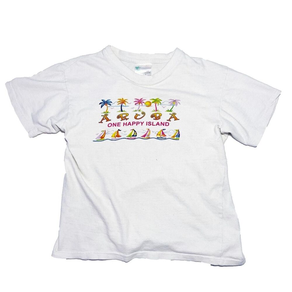 Y2K Aruba Baby Tee, White, Small